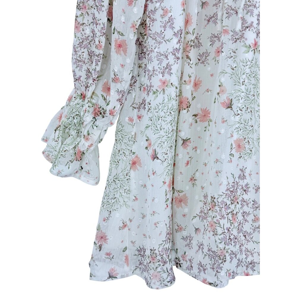 Francesca’s Floral Empire Waist Babydoll Dress M | Cottagecore Coquette Dollette - Picture 4 of 16